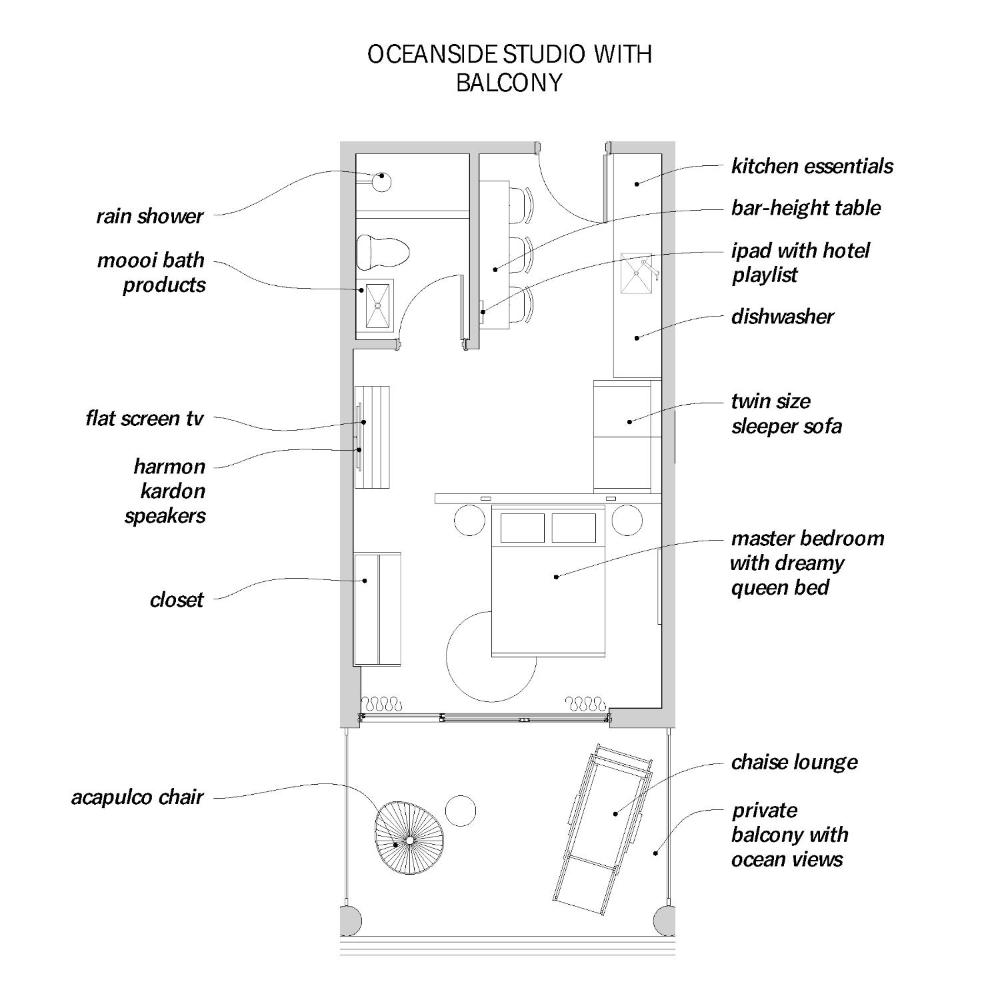Oceanside Studio Suite with Kitchenette and Balcony interior